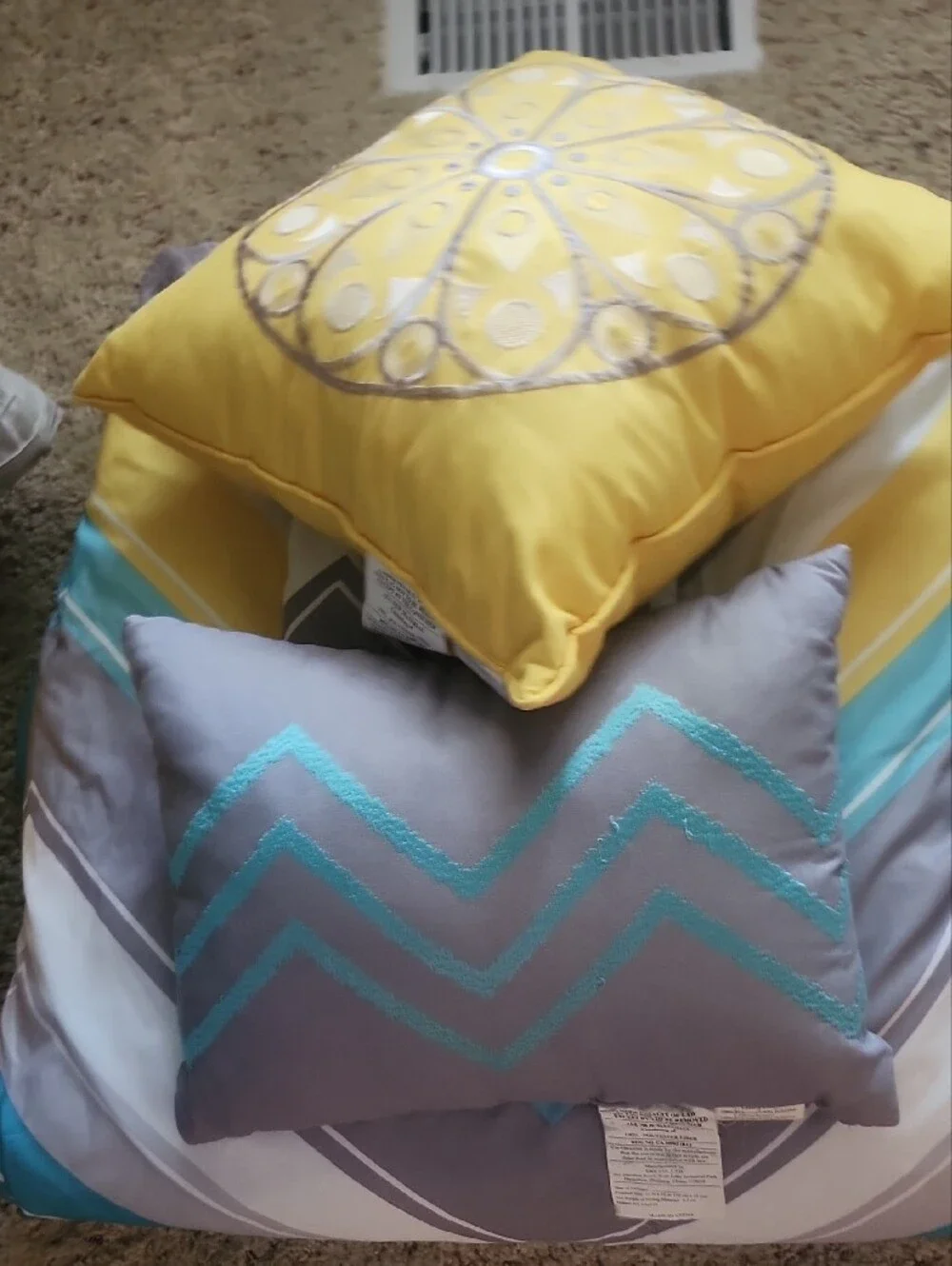 Gray, Yellow & Teal Chevron Comforter Set - Modern Home Bedding